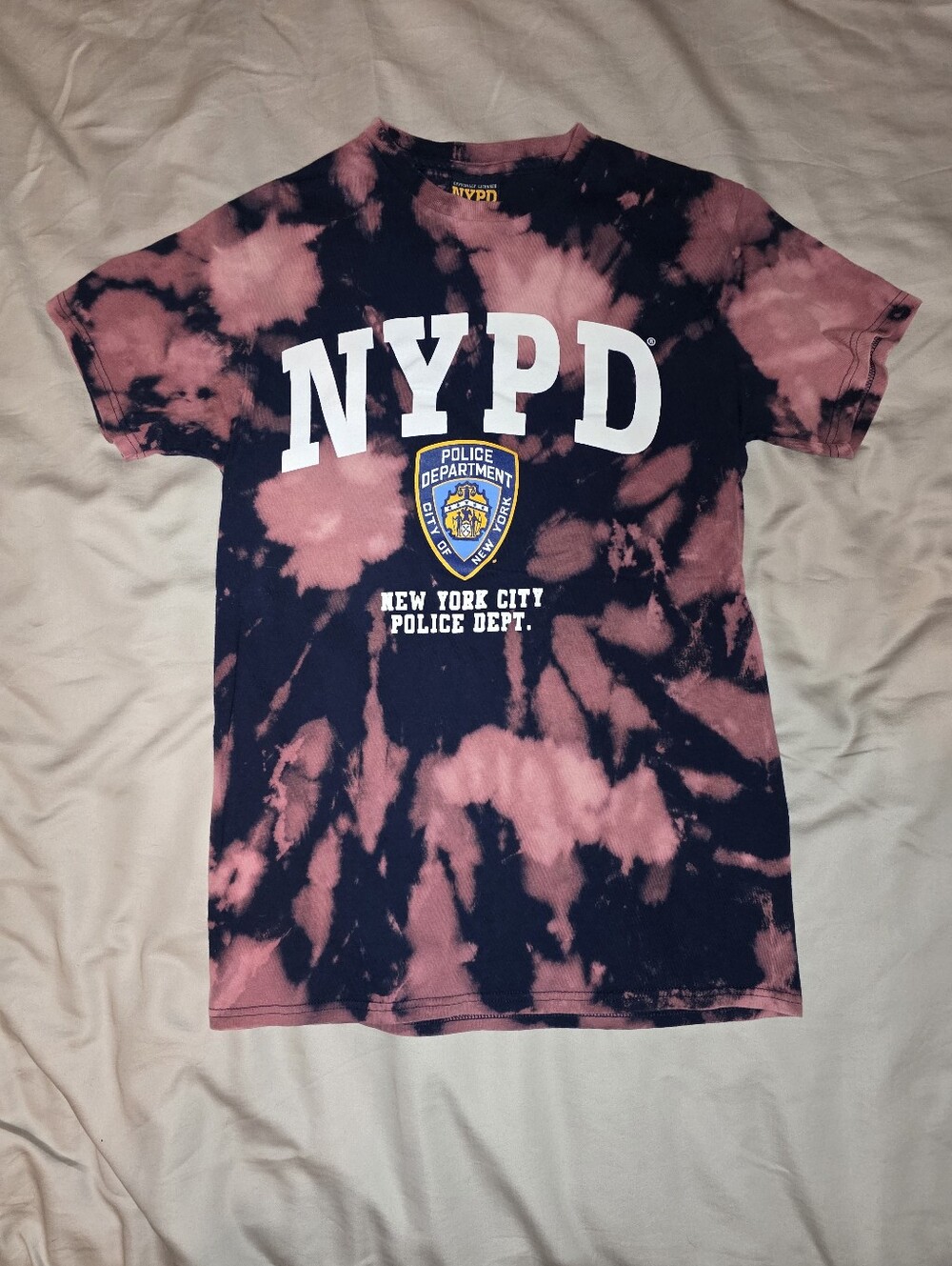 NYPD New York Police Bleached Tie Dye T-Shirt